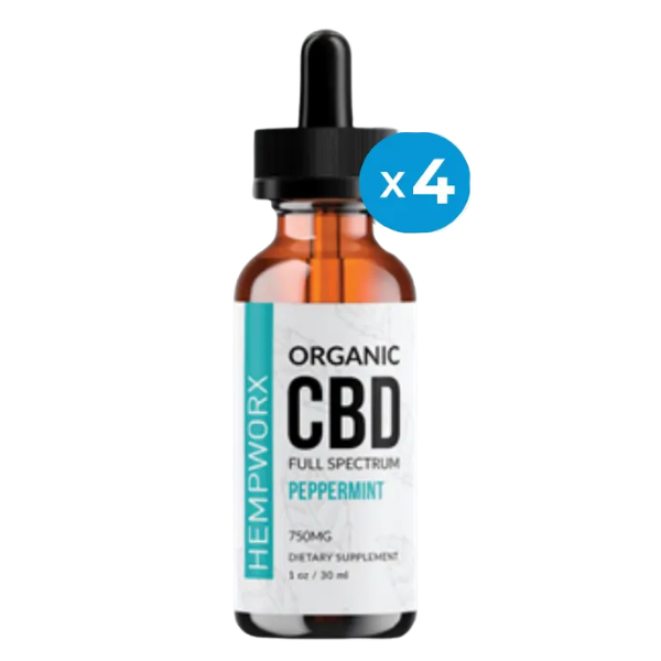 HempWorx 750 CBD Oil – Full Spectrum Peppermint 4-Pack
